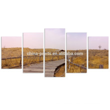 Autumn Scenery Wall Art/ Ocean Walkway Landscape Picture to Photo Paintings on Canvas